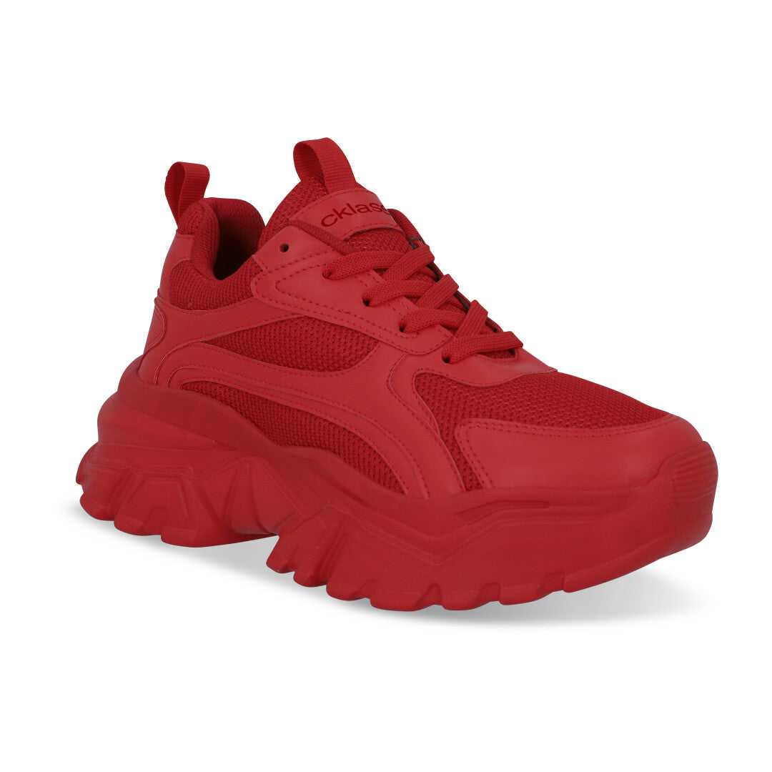 Tenis Sneakers Mujer Rojo Plataforma 4.5 cm Cklass 125-41