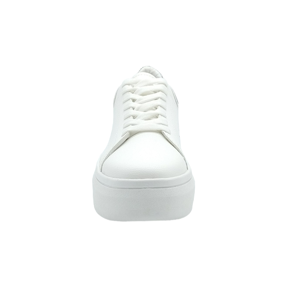 Tenis Sneakers Mujer Blanco Pedreria Plateada Plataforma 4cm 4001 –  Pattyglosstore